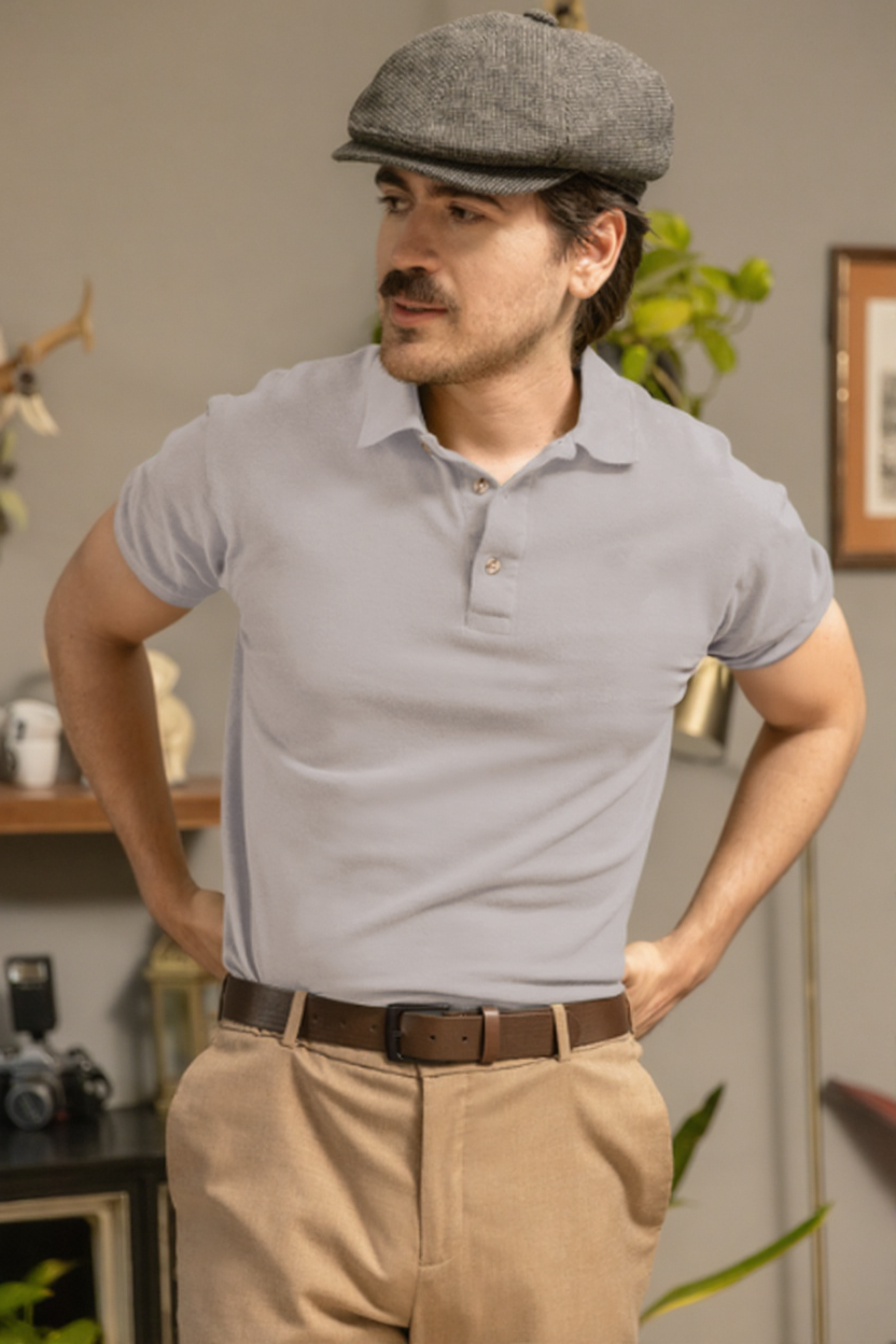 Élégance Collection : Grey Men Polo T-shirt Noivelle